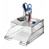 Leitz Letter tray riser Plus Universal, Plastic, Grey, Translucent, 254 mm, 265 mm, 70 mm, 200 g
