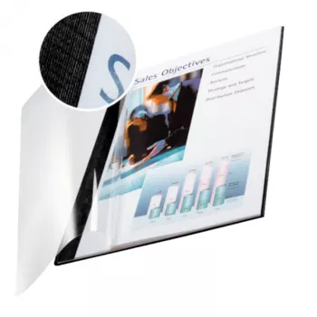 Leitz impressBIND cover Soft 10,5 mm, A4, Cardboard, Polyethylene terephthalate (PET), Black, Transparent, 105 sheets, 1.05 cm, 214 mm