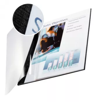 Leitz impressBIND cover Soft 14,0 mm, A4, Cardboard, Polyethylene terephthalate (PET), Black, Transparent, 140 sheets, 214 mm, 18 mm