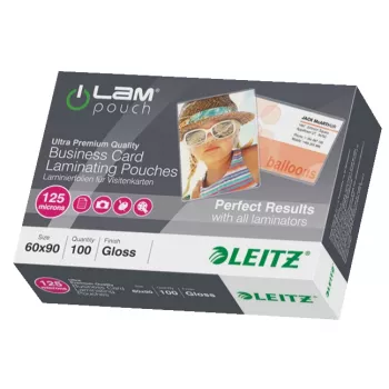 Leitz iLAM Glossy 60 x 90mm Laminating Pouches, 125 microns, Pack of 100