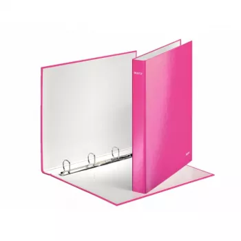Leitz Ringbinder WOW Laminated A4+ 4DR/25mm, A4, Carton, Pink, 230 sheets, 80 g/m², 2.5 cm