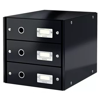 Leitz Click & Store WOW Drawer Cabinet (3 drawers), Black, Carton, 286 mm, 358 mm, 282 mm, 2.21 kg