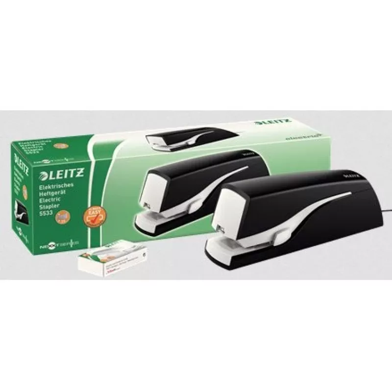 Leitz Electric Stapler 5533 NeXXt Flat Clinch 20 sheets, 20 sheets, 200 staples, 2 cm, 1 cm, Plastic, Black, White