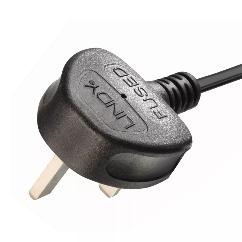 Lindy 2.5m UK 3 Pin Plug to 2 x IEC C7 Splitter Extension Cable, Black