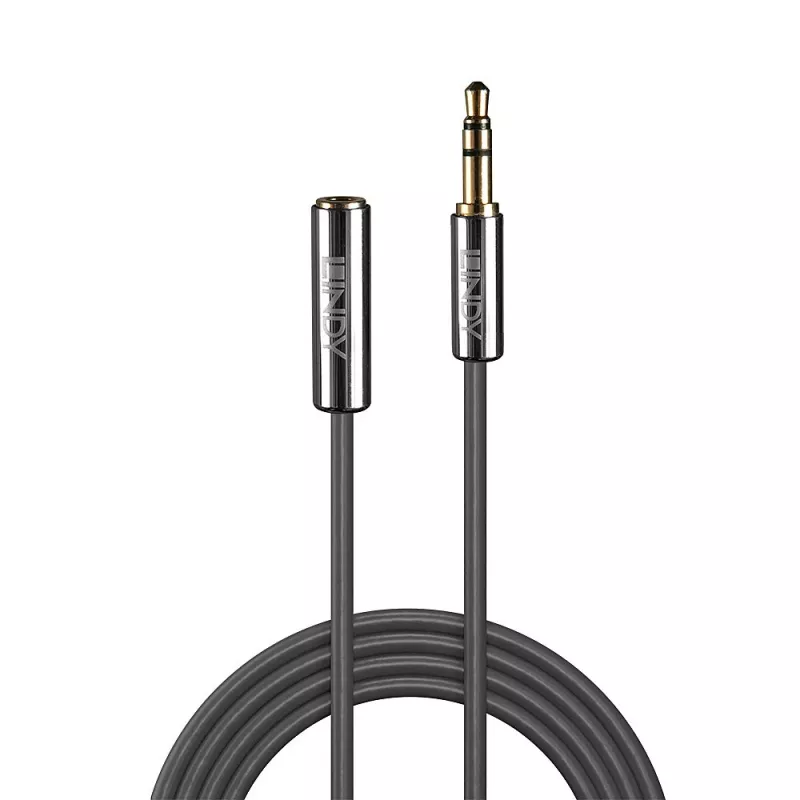 Lindy 5m 3.5mm Extension Audio Cable, Cromo Line, 3.5mm, Male, 3.5mm, Male, 5 m, Anthracite