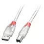 Lindy 0.5m USB 2.0 Cable - Type A To B, Transparent, 0.5 m, USB A, USB B, USB 2.0, 0.48 Gbit/s, Transparent