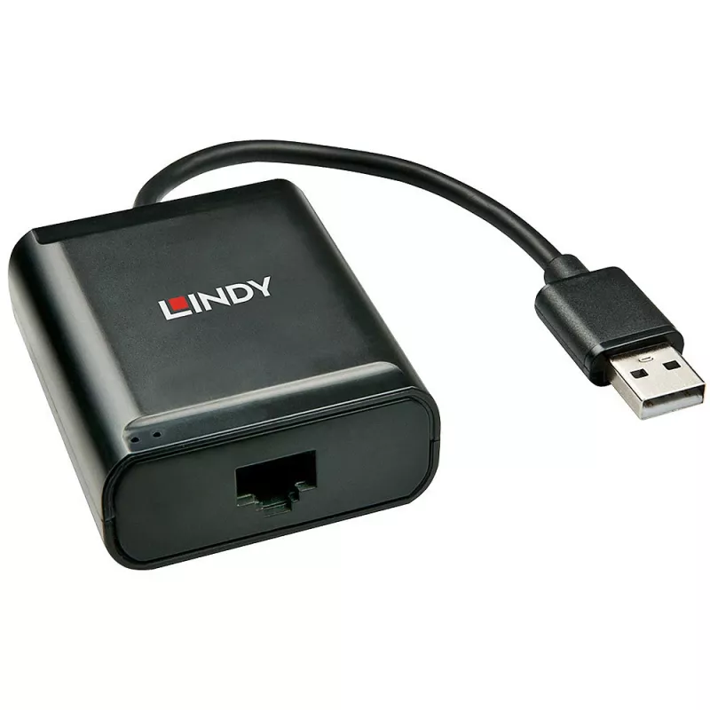 Lindy 60m 4 Port USB 2.0 Cat.6 Extender, USB 2.0, RJ-45, USB 2.0, Black, Metal, 52 mm, 60 mm