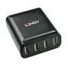 Lindy 60m 4 Port USB 2.0 Cat.6 Extender, USB 2.0, RJ-45, USB 2.0, Black, Metal, 52 mm, 60 mm