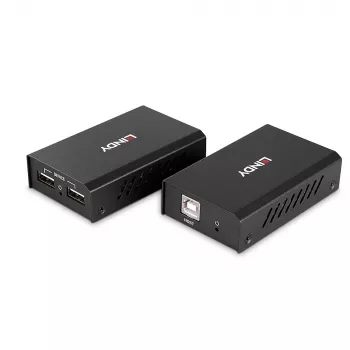 Lindy 100m 2 Port USB 2.0 Cat. 6 Extender, AV transmitter & receiver, 100 m, Wired, Black
