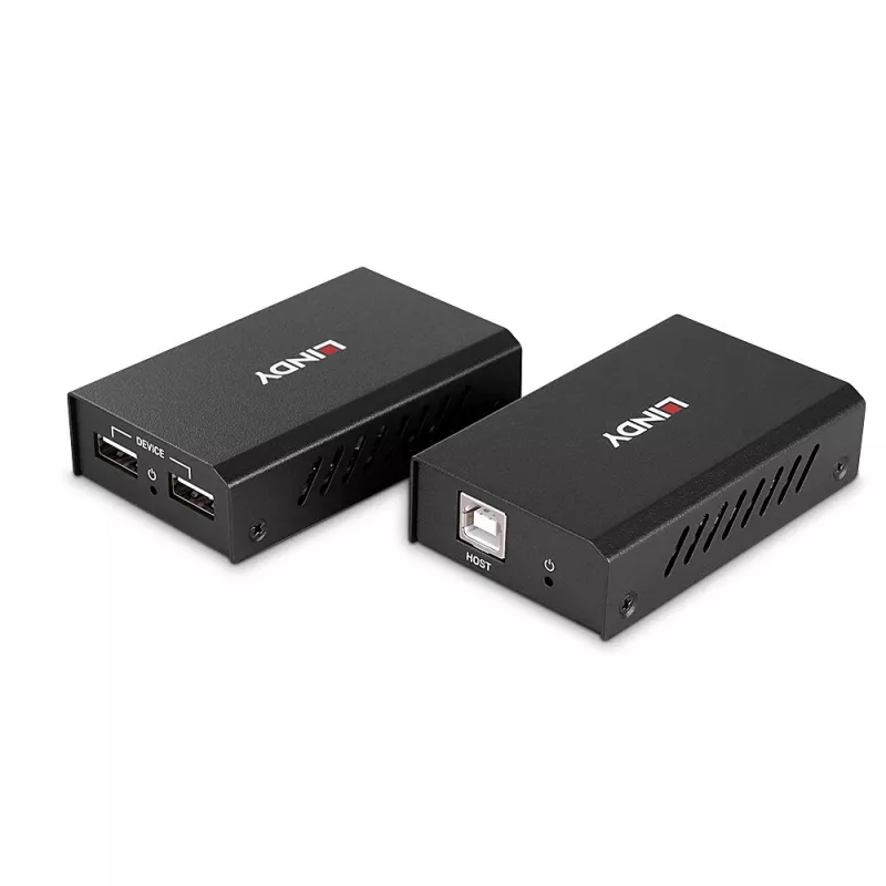 Lindy 100m 2 Port USB 2.0 Cat. 6 Extender, AV transmitter & receiver, 100 m, Wired, Black