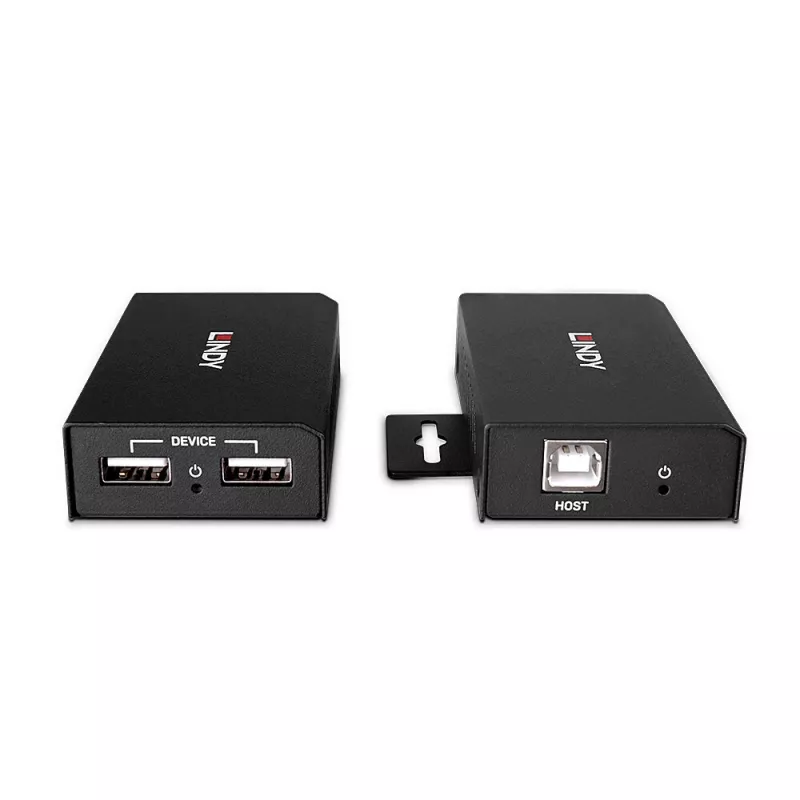 Lindy 100m 2 Port USB 2.0 Cat. 6 Extender, AV transmitter & receiver, 100 m, Wired, Black