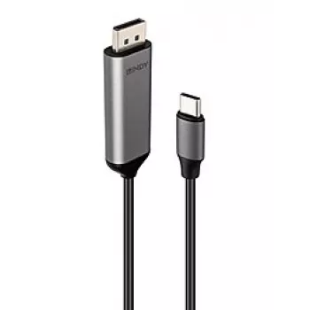 Lindy 43503 video cable adapter 1 m USB Type-C DisplayPort Grey