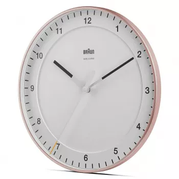 Wall clock BRAUN BC 17 PW DCF — analog DCF radio-controlled clock, pink and white