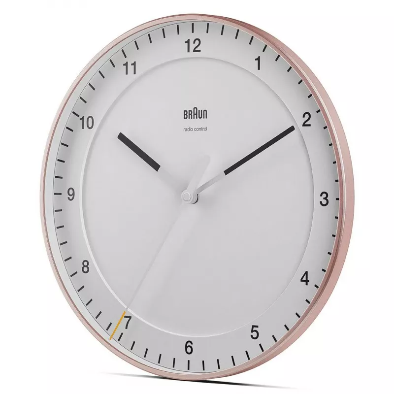 Wall clock BRAUN BC 17 PW DCF — analog DCF radio-controlled clock, pink and white