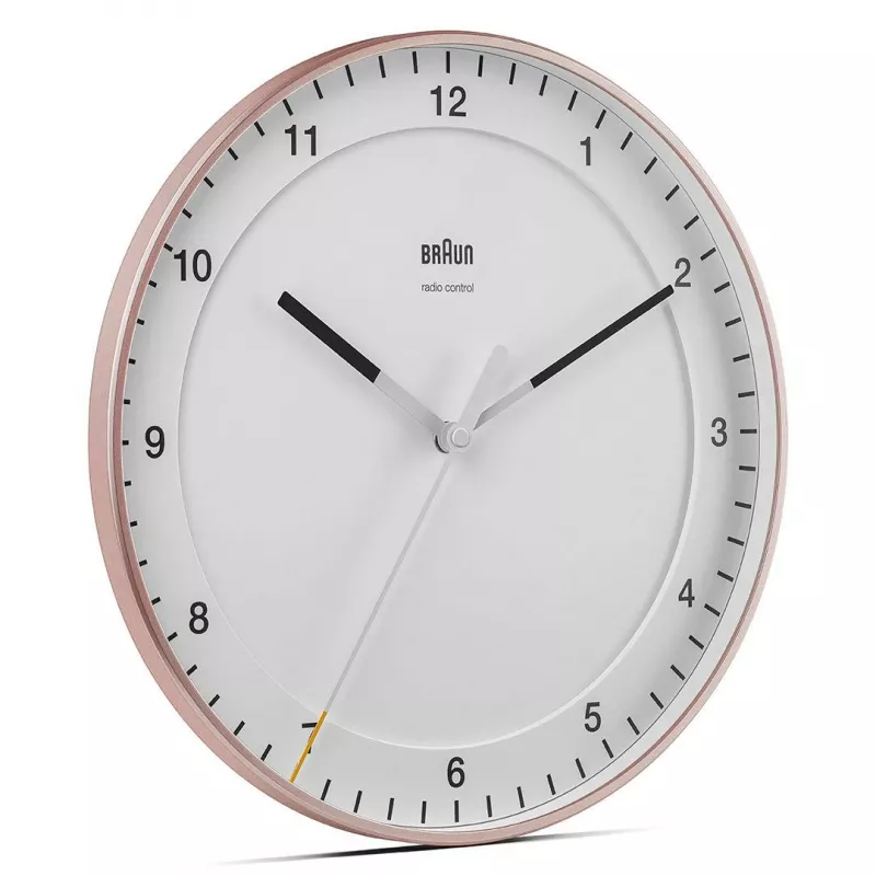 Wall clock BRAUN BC 17 PW DCF — analog DCF radio-controlled clock, pink and white