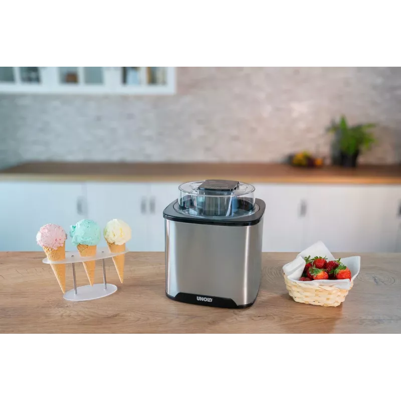Unold Ice cream maker Gelato 1.5 L, Traditional ice cream maker, 1.5 L, 1 bowls, Black, Stainless steel, 30 min, LCD