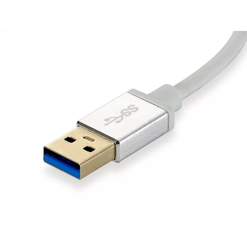 LevelOne Gigabit USB Network Adapter, USB Hub, Wired, USB, Ethernet, 1000 Mbit/s, Silver, White