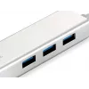 LevelOne Gigabit USB Network Adapter, USB Hub, Wired, USB, Ethernet, 1000 Mbit/s, Silver, White