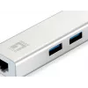 LevelOne Gigabit USB Network Adapter, USB Hub, Wired, USB, Ethernet, 1000 Mbit/s, Silver, White