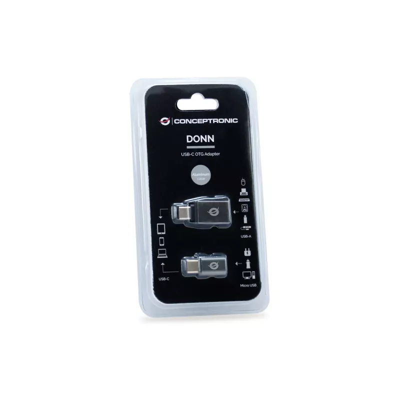 Conceptronic DONN04G USB-C to USB A/MicroB OTG Adapter 2-Pack, 10Gbps (C-A), 480Mbps (C-MicroUSB)