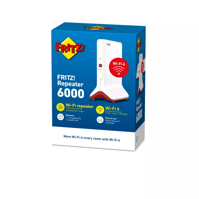 Wireless Range Extender AVM FRITZ!Repeater 6000 Edition International — tri-band 6000 Mbps, 2x LAN, white