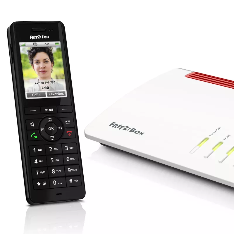 DECT cordless handset AVM FRITZ! X6 black — speakerphone, answering machine, caller ID, 100-entry phonebook