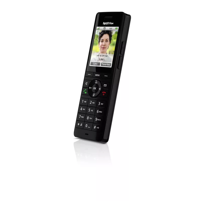 DECT cordless handset AVM FRITZ! X6 black — speakerphone, answering machine, caller ID, 100-entry phonebook