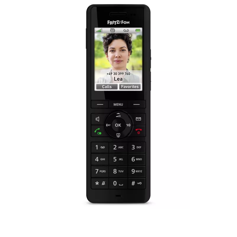 DECT cordless handset AVM FRITZ! X6 black — speakerphone, answering machine, caller ID, 100-entry phonebook