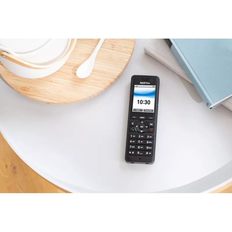 DECT cordless handset AVM FRITZ! X6 black — speakerphone, answering machine, caller ID, 100-entry phonebook