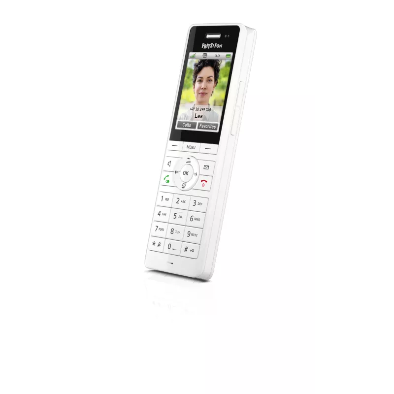 DECT cordless handset FRITZ X6 white International — speakerphone, answering machine, 100-entry phonebook