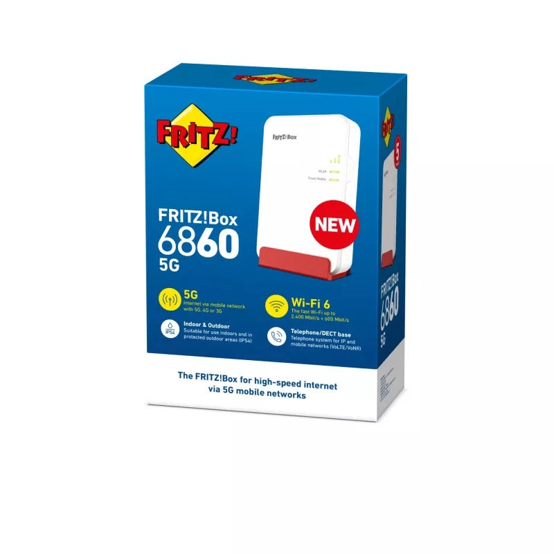 Box FRITZ! 6860 5G Edition International wireless router Gigabit Ethernet Dual-band (2.4 GHz / 5 GHz)