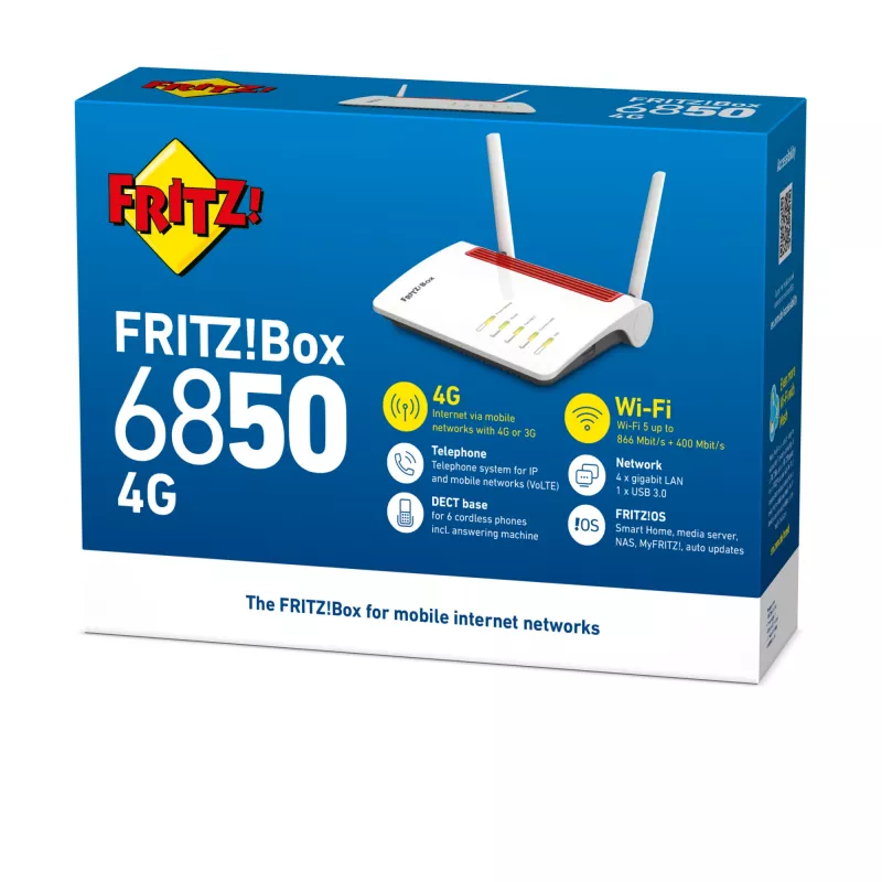 Box FRITZ 6850 4G International wireless router Gigabit Ethernet Dual-band (2.4 GHz / 5 GHz) White