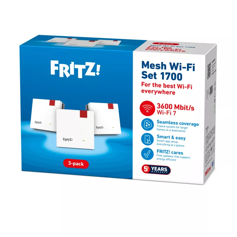 Wireless Mesh Set FRITZ 1700 3-pack, White, internal antennas