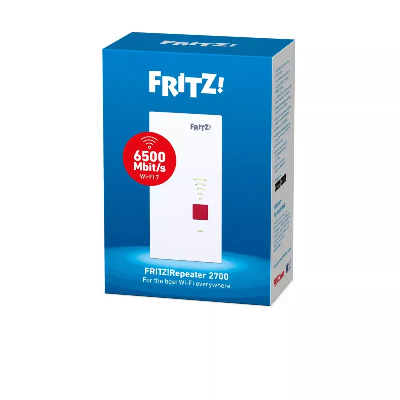 Wi-Fi Repeater AVM FRITZ! 2700 (Dual-band, Wi‑Fi 7 802.11be, 6500 Mbit/s, 2.5 GbE, internal antennas)