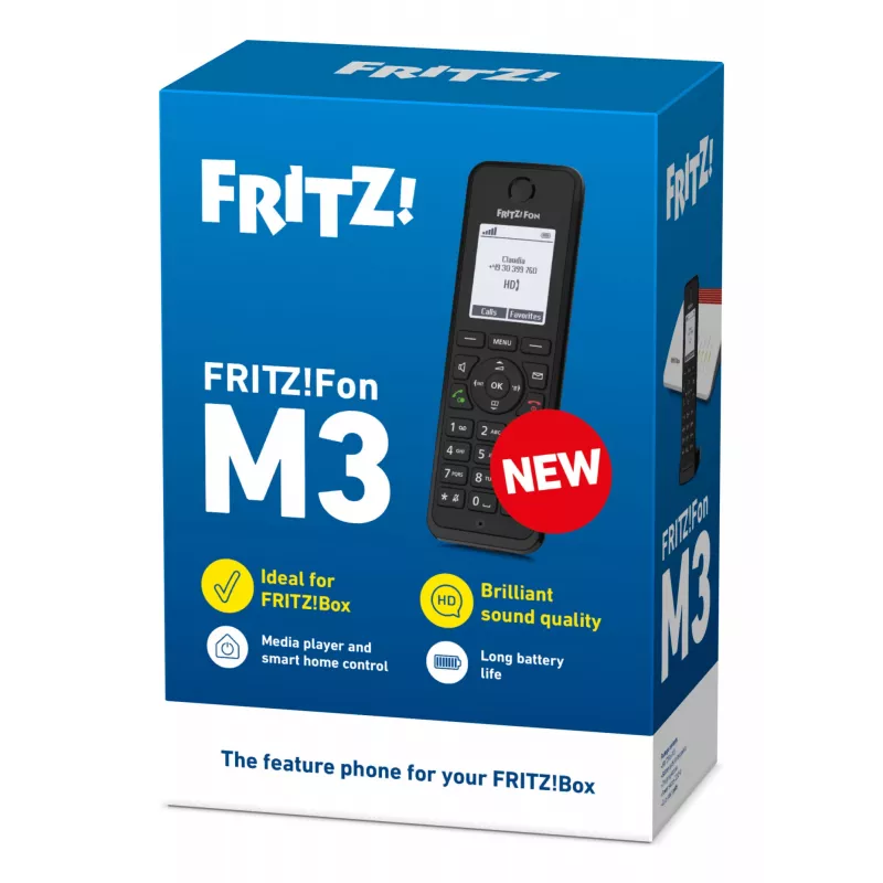 DECT telephone AVM FRITZ! Fon M3 International — wireless handset, caller ID, speakerphone, 1 handset, 1000-entry phonebook