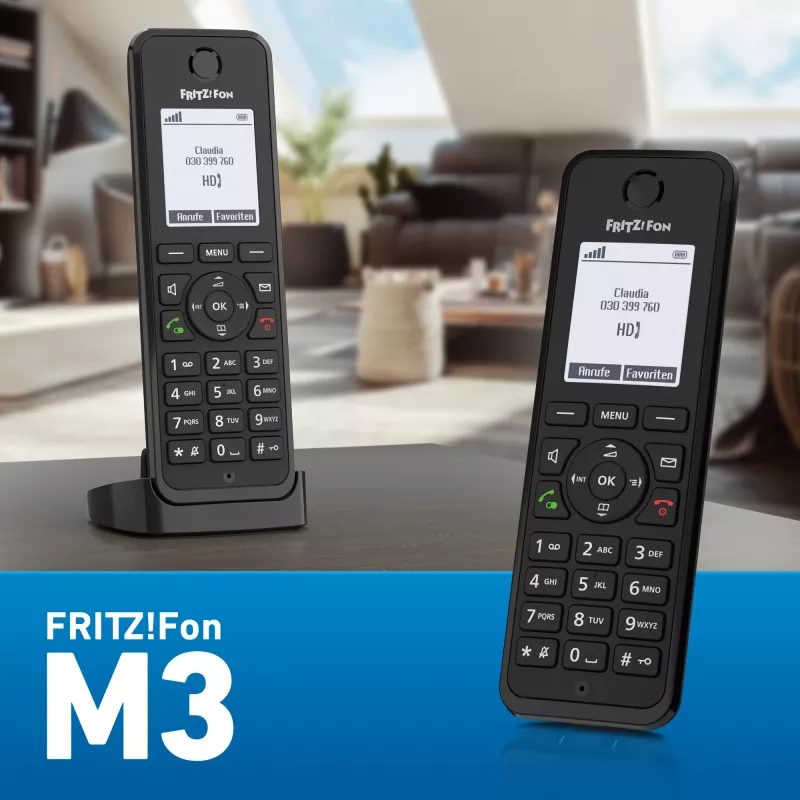 DECT telephone AVM FRITZ! Fon M3 International — wireless handset, caller ID, speakerphone, 1 handset, 1000-entry phonebook