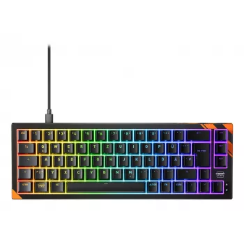 Mechanical gaming keyboard Cherry K5 Pro TMR Compact — 65% layout, QWERTZ, RGB backlight, USB wired, 2 m cable, black/orange