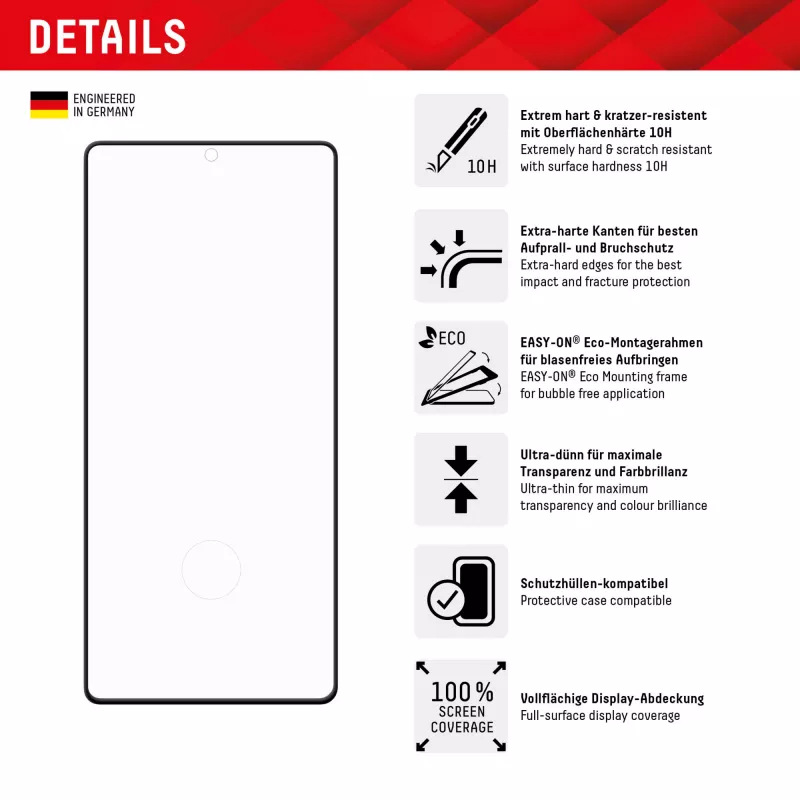 Displex Screen Protector + Case for Samsung Galaxy S23 Ultra, Eco Mounting Frame, Full Cover