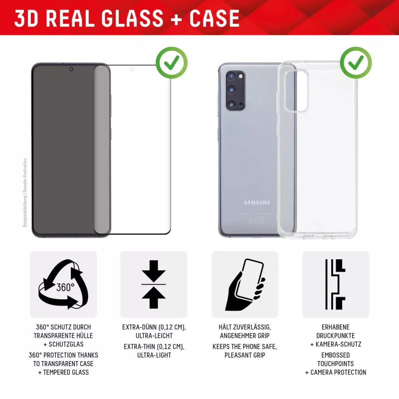 Displex Screen Protector + Case for Samsung Galaxy S23 Ultra, Eco Mounting Frame, Full Cover