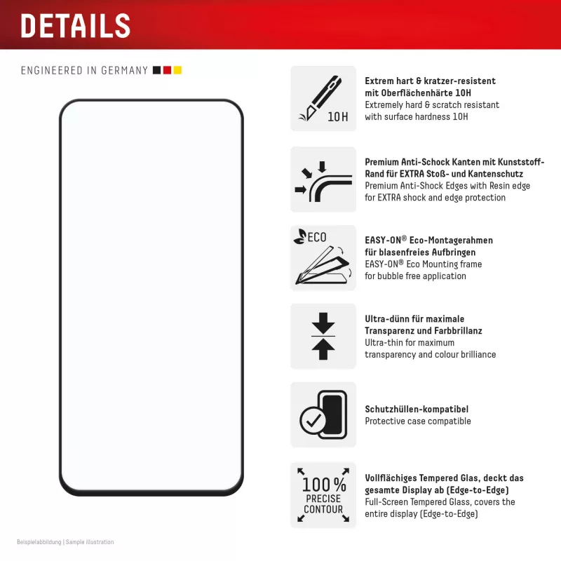 Displex Premium Screen Protector (Full Cover, 10H) for Samsung Galaxy S24 FE, Eco Mounting Frame, Full Cover