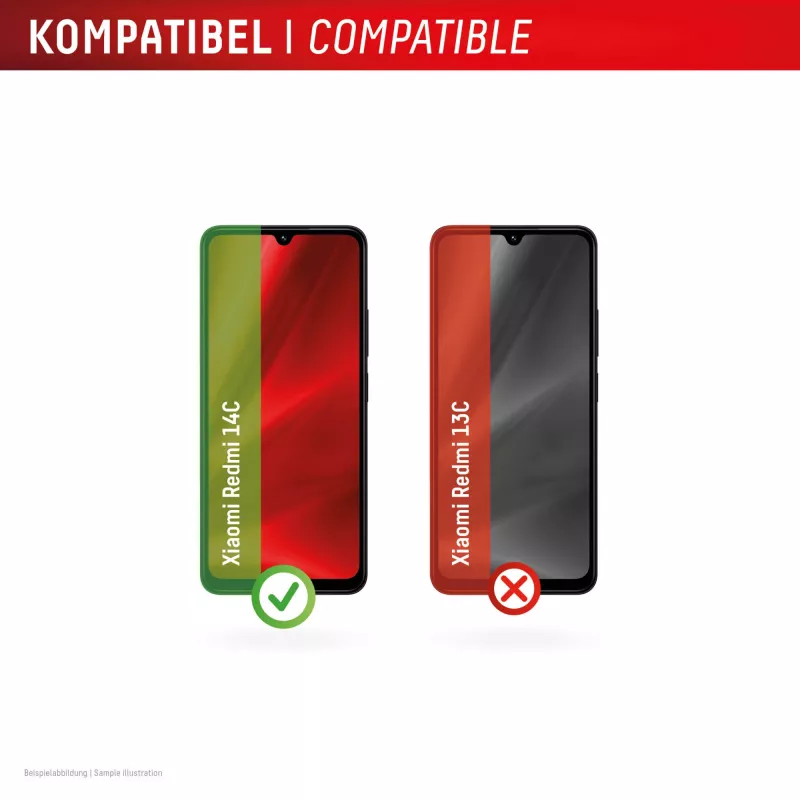 Displex Smart Glass (9H) for Xiaomi Redmi 14C, Mounting Sticker, unbreakable