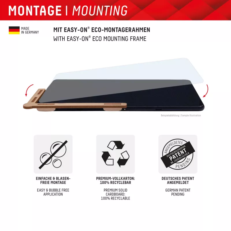 Displex Tablet Glass (9H) for Samsung Galaxy Tab S10+, Eco Mounting Frame, unbreakable