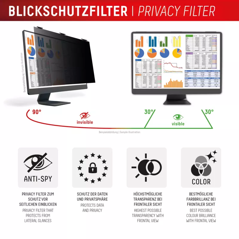 Displex PRIVACY SAFE removable 2-way privacy filter for Desktop Monitor 27'' (16:9)