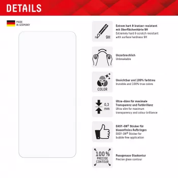Displex Smart Glass (9H) for Xiaomi Redmi Note 14, Mounting Sticker, unbreakable