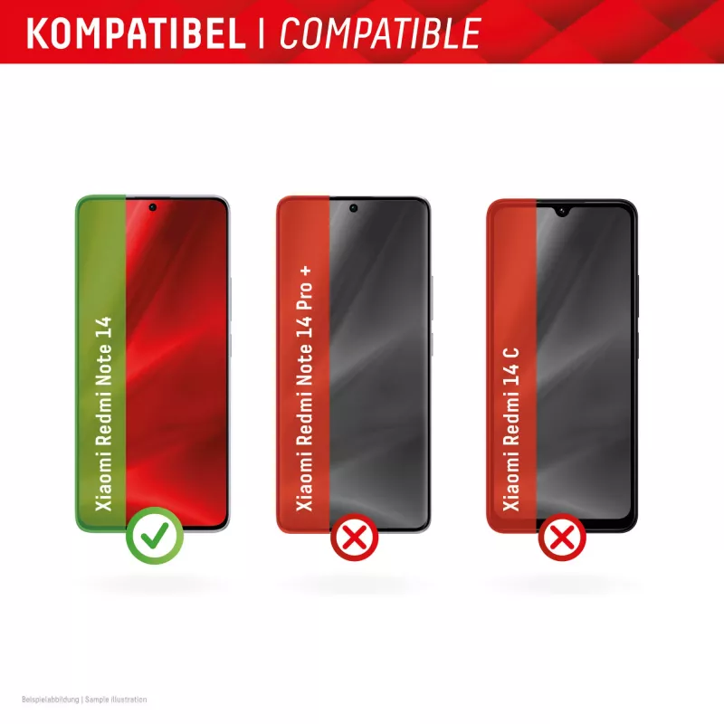 Displex Smart Glass (9H) for Xiaomi Redmi Note 14, Mounting Sticker, unbreakable