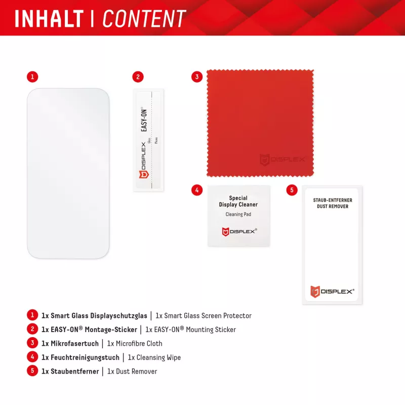 Displex Smart Glass (9H) for Xiaomi Redmi Note 14, Mounting Sticker, unbreakable