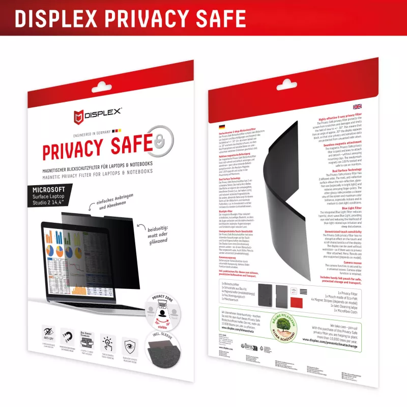Displex PRIVACY SAFE magnetic 2-way privacy filter Surface Laptop Studio 2 14.4 inch