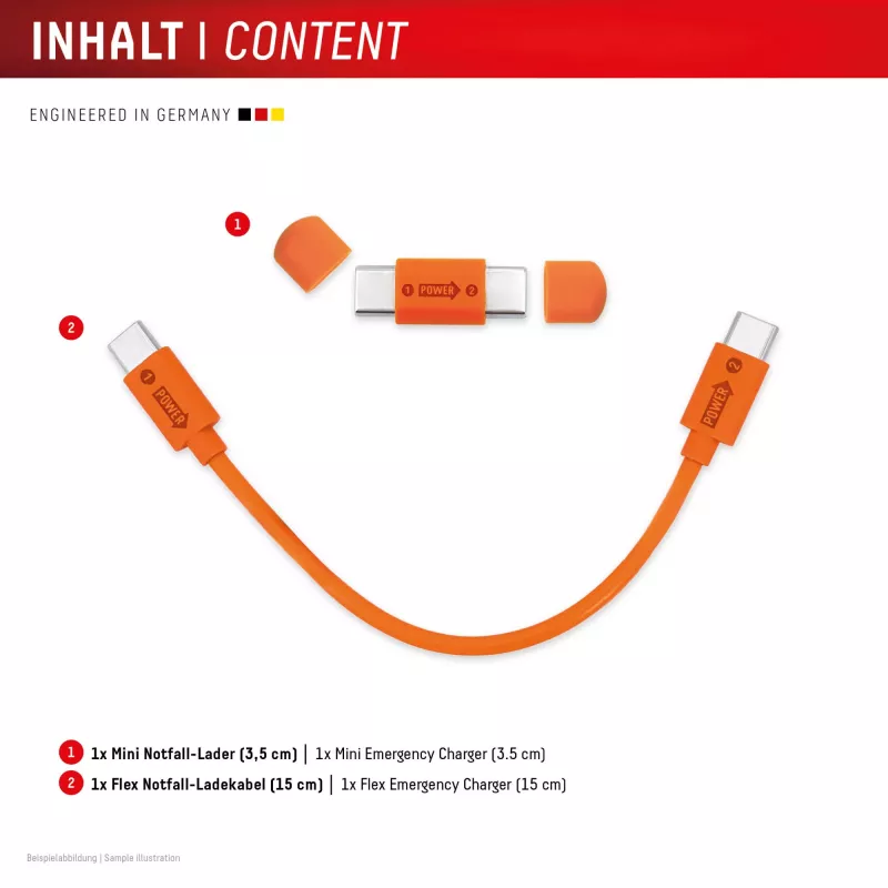 Displex Phone-to-Phone Emergency Charger, USB-C to USB-C, Mini Plug + Flex Cable, Compact 2 Pack