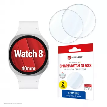 Screen protector e.v.i. Displex 9H Glass for Galaxy Watch 8 40mm, 2-pack, ultra-thin, borderless, anti-smudge