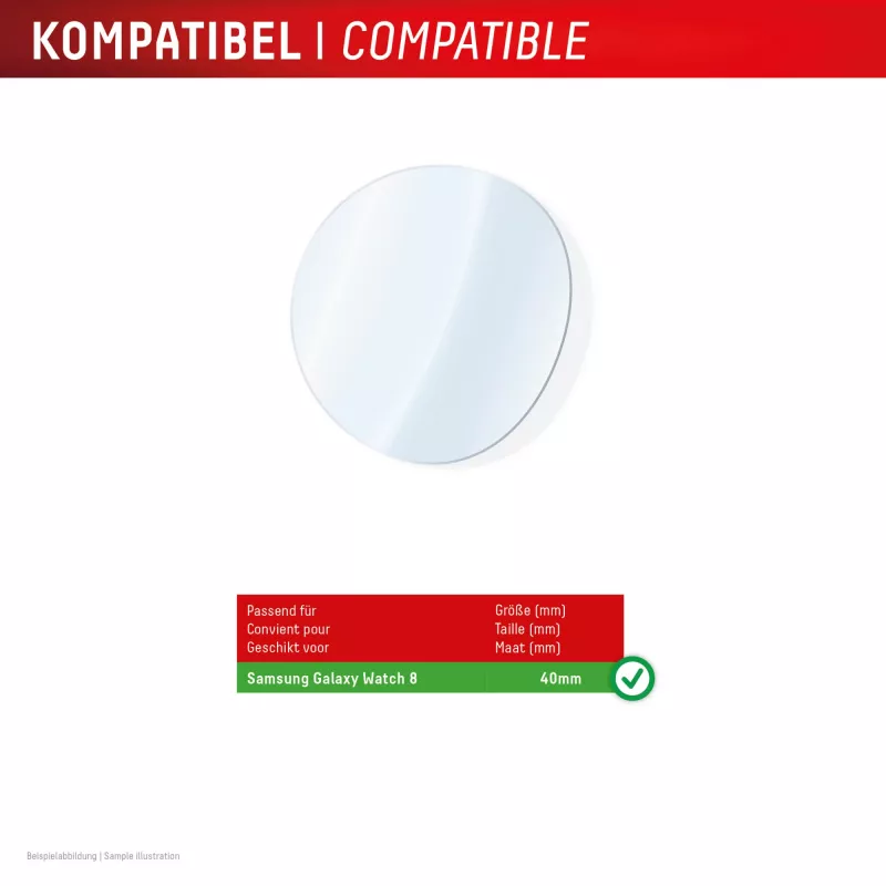 Screen protector e.v.i. Displex 9H Glass for Galaxy Watch 8 40mm, 2-pack, ultra-thin, borderless, anti-smudge